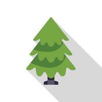 Green pine tree growing with long shadow vector