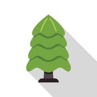 Green stylized coniferous tree casting long shadow vector