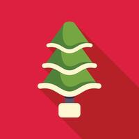 Green christmas tree standing on red background vector