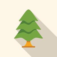 Simple green stylized christmas tree with long shadow vector