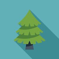 Green christmas tree growing with long shadow on turquoise background vector