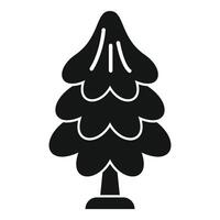 Black glyph icon of a stylized coniferous tree growing on ground level vector