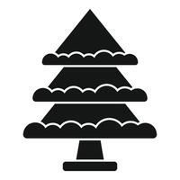 Black simple shape of three layered fir tree growing from wide base vector