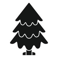 Black simple pine tree growing with three branches icon vector