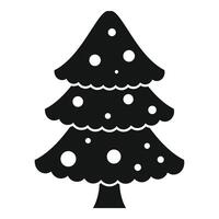 Black christmas tree silhouette with round ornaments vector
