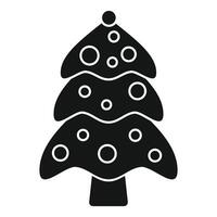 Christmas tree decorated with round baubles icon simple style vector