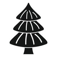 Black and white icon of a fir tree growing in simple style vector