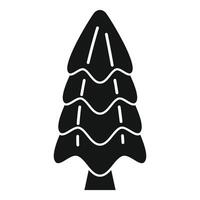 Black glyph icon of a coniferous tree with three branches vector