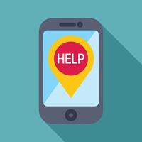 Smartphone showing help sign on map for emergency services vector