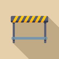 Yellow black striped barrier gate crossing blocking access with long shadow vector