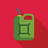Green jerrycan casting a shadow on red background vector