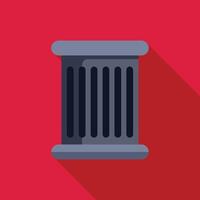 Ancient greek column casting a shadow on red background vector