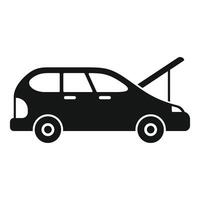 Broken car showing open hood icon glyph style vector