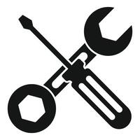 Screwdriver crossing wrench simple handyman repair symbol icon vector