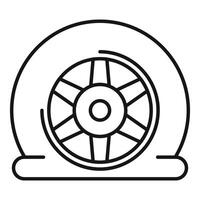 Car wheel with flat tire having low pressure showing need for repair vector