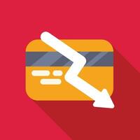 Credit card showing negative trend with arrow going down vector