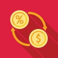 Currency exchange concept with a percentage symbol converting to a dollar sign vector