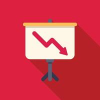 Presentation showing negative trend with arrow and chart going down vector