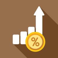Growing chart with percentage symbol coin showing increasing profits vector