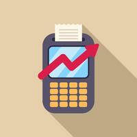 Payment terminal showing increasing profits with upward arrow graph vector