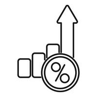Growing percent sign with up arrow and statistics chart bars vector