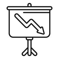 Flipchart showing arrow graph going down representing financial crisis vector
