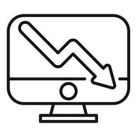 Computer screen showing graph going down icon vector
