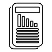 Smartphone showing decreasing bar graph icon vector outline