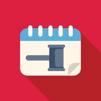 Calendar showing a gavel representing an important court date vector