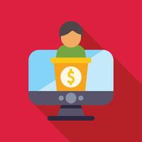 Politician speaking about money from computer screen vector