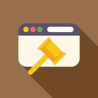 Online auction concept represented by a judge gavel coming out of a website browser vector
