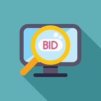 Magnifying glass focusing on bid on computer screen vector