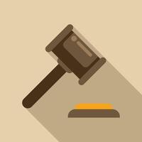 Brown gavel striking sound block making a decision vector