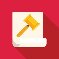 Golden gavel striking a document representing law and justice vector