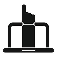 Hand pointing up from laptop screen digital marketing icon vector