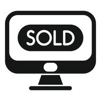 Online auction showing sold message on computer screen vector