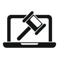 Online auction with laptop and judge gavel icon representing e justice vector