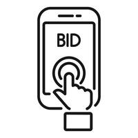 Businessman is bidding online using a mobile phone application vector