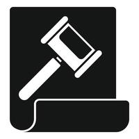 Judge gavel striking paper representing law and justice icon vector