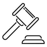 Judge gavel striking sound block delivering justice icon vector