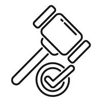 Judge gavel giving a positive verdict with check mark icon vector