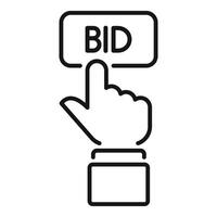 Hand pressing bid button online auction icon thin line vector