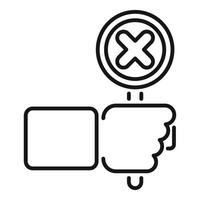 Hand holding delete button choosing no option icon vector