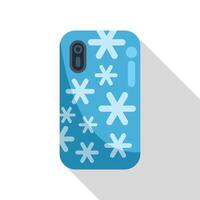 Blue phone case with snowflakes pattern for christmas vector