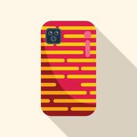 Red smartphone case with yellow stripes showing camera lens vector