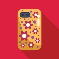 Yellow phone case with floral pattern showing camera lens vector