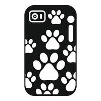 Black smartphone case with white paw print pattern vector