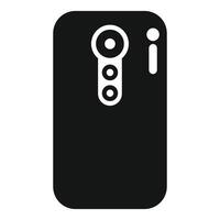 Smartphone back side with three cameras showing minimalist icon vector
