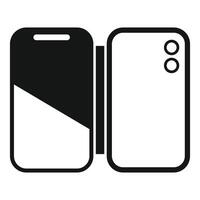Folding smartphone being flipped open displaying blank screen vector