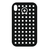 Smartphone case with holes for ventilation presenting back side with camera place icon simple style vector